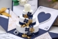 Preview: Explosionsbox Hochzeit ca. 9x9x9cm personalisierbar | Geldgeschenk | Torte rund | Rosen floral | blau gold weiß | Art. Nr. 03020504